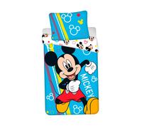 Ropa de cama Disney Mickey Happy con Efecto Brillante Juego de Cama Funda Nórdica de 140 x 200 cm y una Funda de Almohada de 70 x 90 cm. Algodón 100%