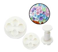 RORPOIR Cortadores de Émbolo en Plástico Abs Alimentario Blanco para Fondant Juego de 3 Ligeros y Fáciles de Usar para Decoración de Pasteles y Repostería DIY