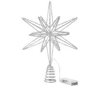 RORPOIR Estrella de Hierro Punta del Árbol de Navidad con Diseño de 18 Puntas, Decoración Resistente y Elegante para Árbol Navideño en Interiores y Exteriores