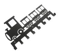 RORPOIR Gancho de Pared de Hierro Negro Diseño de Tren 8 Ganchos Multipropósito para Colgar Ropa y Paraguas en Dormitorio o Cocina