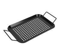 RORPOIR Placa de Barbacoa de Acero Inoxidable Antiadherente Negra | Asa y Orificios de Drenaje, 1, Bandeja para Asar y Verduras, Fácil de Limpiar