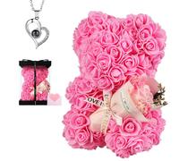 Rosa artificial con rosas de plástico, 25 cm, caja de regalo, ideal para el Día de San Valentín