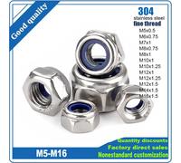 Rosca fina M5 M6 M7 M8 M10 M12 M14 M16 paso 0,5 ~ 1,5mm 304 tuerca de bloqueo de inserción de nailon de acero inoxidable tuerca autoblocante hexagonal 2pcs M14x1.5