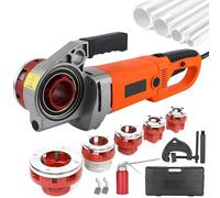 Roscadora de Tubos Eléctrica de 2300W, Kit Portátil de Máquina de Roscado de Tubos de Mano con 6 Dados BSPT, Herramienta de Plomería de Alta Resistencia para Tubos de Acero, Galvanizados y de Agua