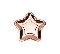 Rose Gold Star Paper Plates 18 cm, Disposable Party Tableware Set, 6 pcs, Partydeco