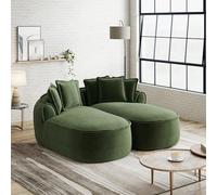 Rosebibi Cómodo sofá de chenilla nube doble, diseño sin marco, chaise longue doble extra grande, incluye cojín, no requiere montaje, para salón, color verde