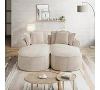 Rosebibi Sofá doble de chenilla nube, diseño sin marco, chaise longue doble extra grande, incluye cojín, no requiere montaje, para salón, color marrón claro, topo claro