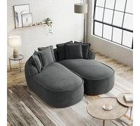 Rosebibi Sofá doble de chenilla nube, diseño sin marco, chaise longue doble extra grande, incluye cojín, no requiere montaje, para salón, color gris