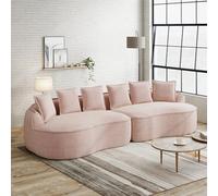 Rosebibi Sofá modular de cuatro plazas, cómodo tejido chenilla, sofá sin marco, tamaño extragrande, asientos profundos, cojines incluidos, no requiere montaje, adecuado para sala de estar, color rosa