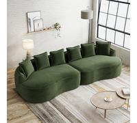 Rosebibi Sofá modular de cuatro plazas, cómodo tejido de chenilla, sofá sin marco, tamaño extragrande, asientos profundos, cojines incluidos, no requiere montaje, adecuado para sala de estar, verde