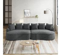 Rosebibi Sofá modular de cuatro plazas, cómodo tejido de chenilla, sofá sin marco, tamaño extragrande, asientos profundos, cojines incluidos, no requiere montaje, adecuado para sala de estar, gris