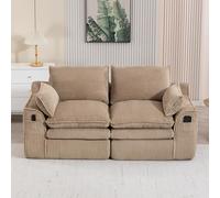 Rosebibi Sofá modular de pana de 2 plazas con cojines y dos bolsillos laterales de diferentes tamaños, espuma de 3 capas, núcleo de resorte, rebote rápido, ideal para salón, oficina y más, color caqui