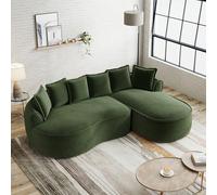 Rosebibi Sofá modular sin marco en forma de L, cómodo chenilla nube, con asiento profundo, chaise longue moderno, extra grande, incluye cojín, ideal para salón, color verde