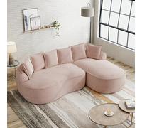 Rosebibi Sofá modular sin marco en forma de L, cómodo chenilla nube, con asiento profundo, chaise longue moderno, extra grande, incluye cojines, ideal para sala de estar, color rosa