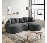 Rosebibi Sofá modular sin marco en forma de L, cómodo chenilla nube, con asiento profundo, chaise longue moderno, extra grande, incluye cojines, ideal para sala de estar, color gris