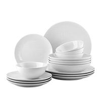 Rosenthal 11770 - 800001 - 28370 Malla Juego de 16 Piezas, 4 Pieza, Plato Hondo (21 cm, Plano 21/27 cm), Cuencos 14 cm, Color Blanco