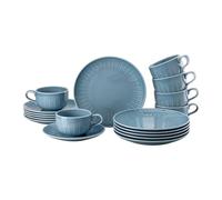 Rosenthal Joyn Denim Blue - Juego de 18 platos, tazas y platillos combinados, aspecto ligero y natural, toque moderno y urbano, apto para lavavajillas y microondas