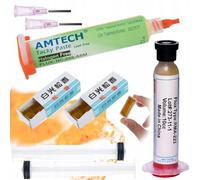 Rosfix Kit Flux RMA-223, ZJ-18, NC-559-ASM - Gel de soldadura con aguja dosificadora y pistón | No-Clean 10 cc + 2 × 60 ml | Para reparación BGA, SMD, PCB | Accesorios de soldadura electrónica