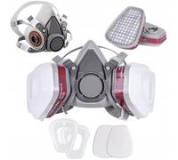 Rosfix Juego de máscara protectora 6200 7 en 1 - Semimáscara de silicona con filtros antipolvo y antivapores | Para pintura, química, industria | DPI respiratorio
