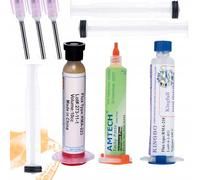 Rosfix Kit - Pasta de soldadura Flux RMA-223 con pistón y aguja | NC-559-ASM y Kingbo 218 10cc en jeringas | Para reparaciones de precisión electrónica | Accesorios de soldadura