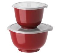 Rosti Margrethe - Juego de cuencos para mezclar (4 piezas, con 2 cuencos y 2 tapas, plástico reciclable, 1,5 y 3 L), color rojo