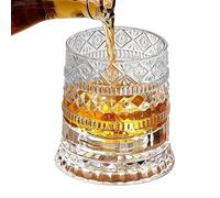 Rotating Whiskey Glass, Premium Bourbon Tasting Drinkware Set, Cocktail Glasses for Collectors Home Bar Entertainers, Elegant Design, Crystal Drink Presentation, Birthday Gift