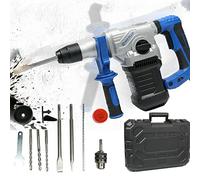 Rotativo Martillo Demoledor, Taladro Demolidor, Martillo Percutor, 1500 W, 4000 percusiones por Minuto, 3 en 1, Incluyendo Cinceles, Taladradora, SDS Plus y Caja