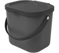 Rotho Albula Bio-basura 6l con tapa para la cocina., Plástico (PP) sin BPA, antracita, 6l (23.5 x 20.0 x 20.8 cm)