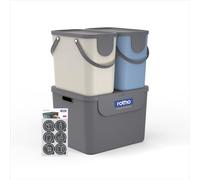 Rotho Albula - Cubo de basura para cocina (3 piezas, con tapa, 105 L)