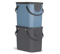 Rotho Albula - Juego de 2 Sistemas de Separación de Residuos 25 L para la Cocina, Plástico (PP) sin BPA, Gris Antracita/Azul, 2 x 25 L (40.0 x 23.5 x 34.0 cm)