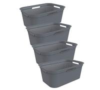 Rotho Brisen-Juego de 4 cestas para la Colada (40 L, plástico PP), sin BPA, Color Gris Antracita (59,6 x 39,6 x 23,2 cm)