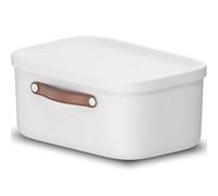 Rotho Caja de almacenaje con tapa y asa, 12 L, Blanco | Sistema modular apilable de 39,5 x 26,5 x 17,7 cm, plástico resistente para juguetes, ropa, baño y estanterías