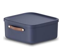 Rotho Caja de almacenaje con tapa y asa, 20 L, Azul | Caja Organizadora para Ropa y Juguetes, Plástico Resistente, 39,5 x 38,0 x 17,7 cm, Diseño Modular, Azul Marino