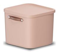 Rotho Caja de almacenaje con tapa y asa, 40 L, Rosa | Contenedor de plástico resistente para juguetes y ropa, organizador estilo nórdico de 39,5 x 38,0 x 34,0 cm