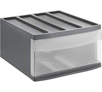 Rotho Cajonera Systemix de 1 cajón, plástico (PP) sin BPA, antracita/transparente, L (39,5 x 34 x 20,3 cm)