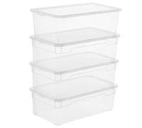 Rotho Clear Juego de 4 cajas de almacenamiento de 5l con tapa, Plástico (PP) sin BPA, transparente, 4 x 5l (33.0 x 19.0 x 11.0 cm)