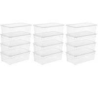 Rotho Clear Juego de 4 cajas de almacenamiento de 5l con tapa, Plástico (PP) sin BPA, transparente, 4 x 5l (33.0 x 19.0 x 11.0 cm) (Paquete de 3)