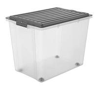Rotho Compact Cajas Almacenaje Plástico 70 L Cajas Organizadoras Tapa Gris | Cajas De Almacenamiento, Caja Almacenaje, Caja Almacenaje Plástico, Con Ruedas, Tapa, PP, 70 L, 57,0 x 39,5 x 43,5 cm