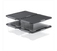 Rotho CORE Pro, cajas de almacenamiento de 15 l, conjunto de 4, sellado integrado en la tapa protege contra el polvo y la humedad, apilable modular, 39,3×28,3×23 cm (L×A×A)