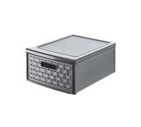 Rotho Country Cajón de 8,3 litros con un cajón en apariencia de ratán., Plástico (PP) sin BPA, antracita, klein/8.3l (35.0 x 26.0 x 14.5 cm)