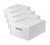 Rotho Country Cajón de 8,3 litros con un cajón en apariencia de ratán., Plástico (PP) sin BPA, blanco, klein/8.3l (35.0 x 26.0 x 14.5 cm) (Paquete de 4)