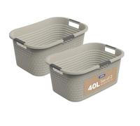Rotho Country Cesto ropa sucia 40 L cesta ropa sucia cubo ropa sucia beige | Cesta de ropa sucia, cesto de la ropa sucia y cesto de ropa sucia, 3 asas suaves, diseño ratán y ventilación en 4 lados