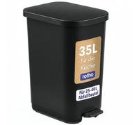 Rotho Cubo de basura Orbe de 35 l con tapa y pedal, plástico de fácil cuidado (PP), sin BPA, 35 l (40 x 28,5 x 51,3 cm)