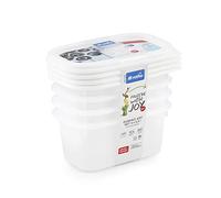 Rotho Domino Juego de 4 frascos de 0,2 l con un motivo escrito en la tapa., Plástico (PP) sin BPA, blanco, 4 x 0.2l (11.7 x 7.5 x 5.3 cm)