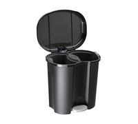 Rotho Duo - Cubo de Basura 2 x 10 L para la Separación de Residuos con Tapa y Pedal, Plástico (PP) sin BPA, Negro, 2 x 10 L (39.0 x 32.0 x 40.5 cm)