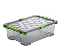 Rotho Evo Total Protection - Caja de Almacenamiento de 30 L con Tapa, Plástico (PP) sin BPA, Gris Antracita/Transparente, 30 L (59.0 x 39.5 x 18.5 cm)