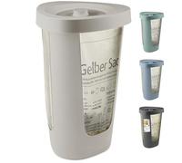 Rotho Fabu Soporte para bolsas de basura Bolsa amarilla con tapa, Plástico (PP reciclado), capuchino, (40.0 x 40.0 x 62.1 cm)