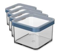 Rotho Loft Bote Hermético de Almacenamiento 0,5 l - Recipiente Transparente sin BPA, Apto para Lavavajillas y Congelador, Tapa Azul, Fabricado en Suiza (Paquete de 4)
