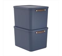 Rotho Maloja Caja de almacenamiento, juego de 2 unidades, 55 l con tapa, 53,5 × 40 × 34 cm (largo x ancho x alto)