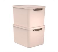 Rotho Maloja Caja de almacenamiento, juego de 2 unidades de 55 l con tapa, 53,5 x 40 x 34 cm (largo x ancho x alto) (rosa)
